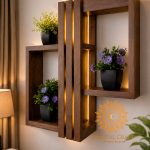 SYMMETRIC LOUVER LIGHTED WALL SHELF