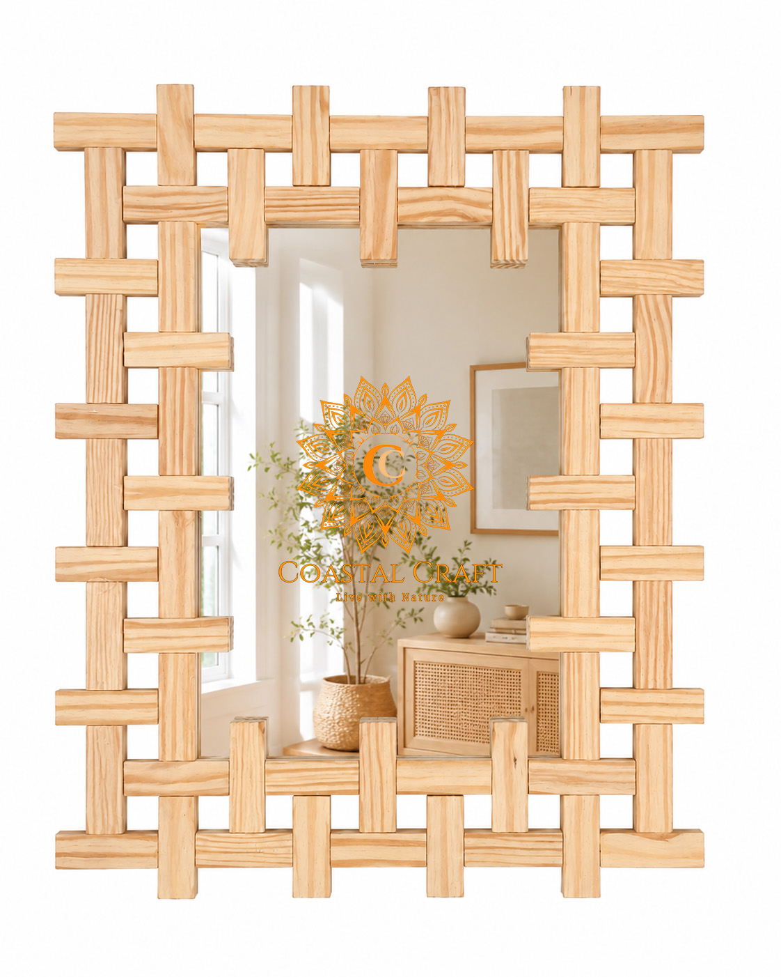 Wood Mesh Mirror DECORATIVE FOREST MIRROR - Image 1